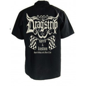 Dragstrip Clothing Mens Work Shirt Speed Shop Hot Rod Print